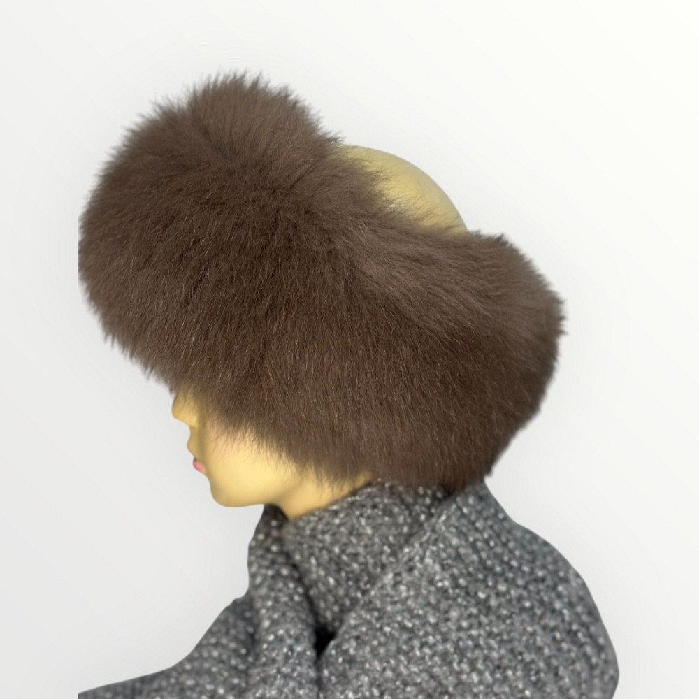 Меховая повязка на голову женская песцовая Коричневый Харьков - изображение 2