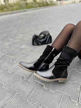 Vesna Напівчоботи жіночі VESNA чорні шкіра+замша натуральна зима 38р.39р.40р. (1258) Коломыя