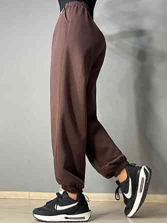 Брюки женские A-N 27068 спортивные джогеры с нашивкой на поясе коричневые, коричневый, L Киев