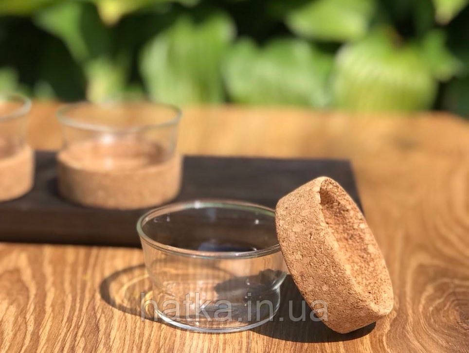 Набір чашок для кави Olens "Button" 4 шт 75 мл скляна чашка з корковою вставкою Київ - фото 3