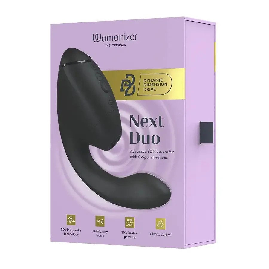 Двойной вакуумный клиторальный стимулятор с вибрацией Womanizer Next Duo - Black Львов - изображение 9