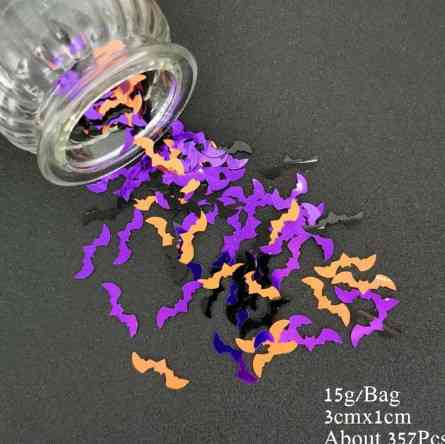 Конфетти для Хэллоуина Летучие мыши 15 г 3 на 1 см разноцветный Киев