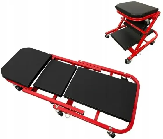 Лежак та крісло на колесах для слюсаря AL-FA AL08802 –, 2 в 1, зручний для СТО, Чехія Львів