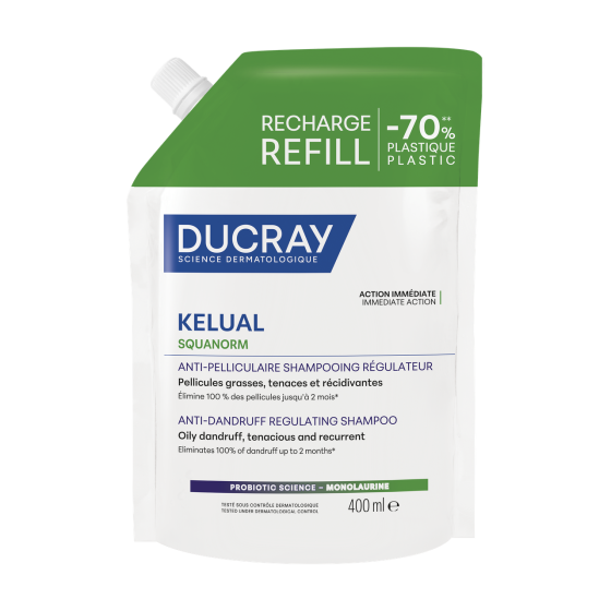 Дюкре Келюаль Скванорм шампунь проти жирної лупи Рефіл Ducray Kelual Squanorm Shampooing Antipelliculaire Grasses, 400 мл Дніпро