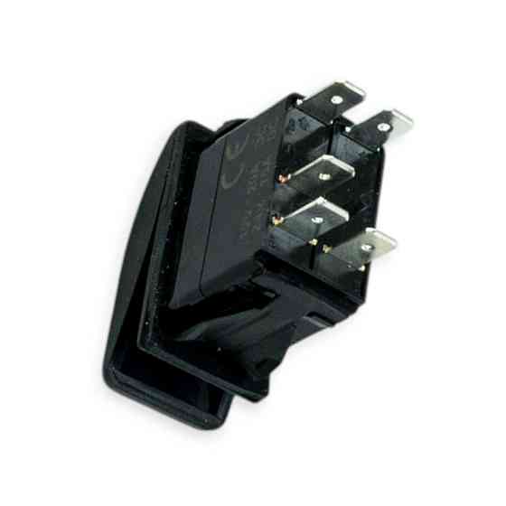 Тумблер-кнопка (35х20 мм) універсальна 2 положення (5 контактів) синє підсвічування Мукачево