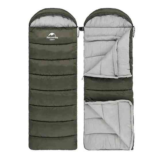 Спальник с капюшоном Naturehike U150 NH20MSD07, (11°C), правый, зеленый Киев