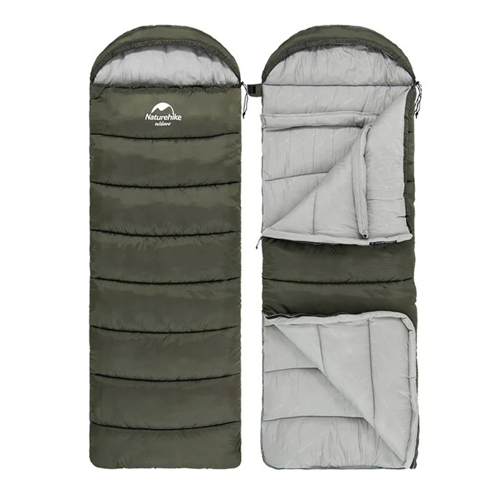 Спальник с капюшоном Naturehike U150 NH20MSD07, (11°C), правый, зеленый Киев - изображение 1
