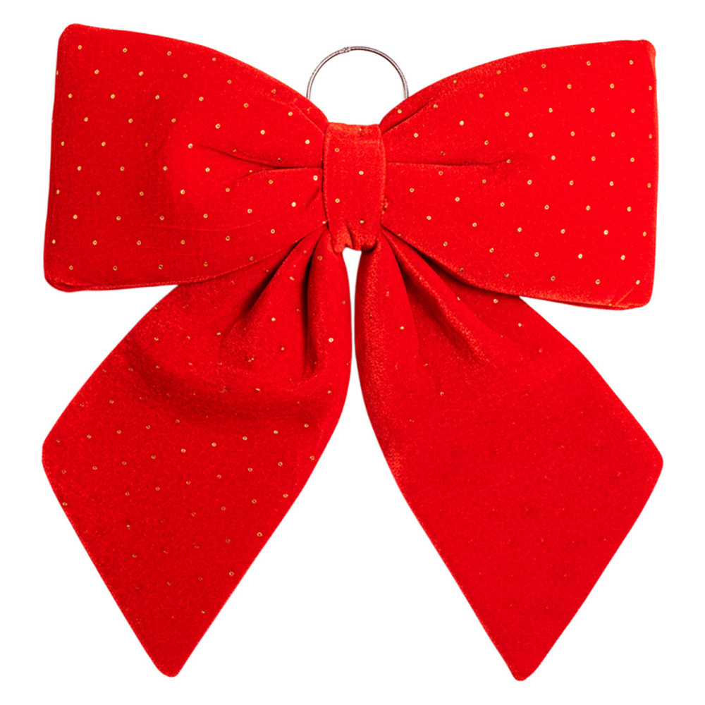 Yiwu Оксамитовий бант для декору зі стразами на ялинку 45×50 (см) Червоний CR-2-6 Коломия - фото 2