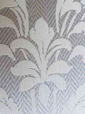 Текстильні шпалери на флізеліновій основі Cador Rasch Textil 086668 блакитна основа зигзаги ялинка вензелі Київ