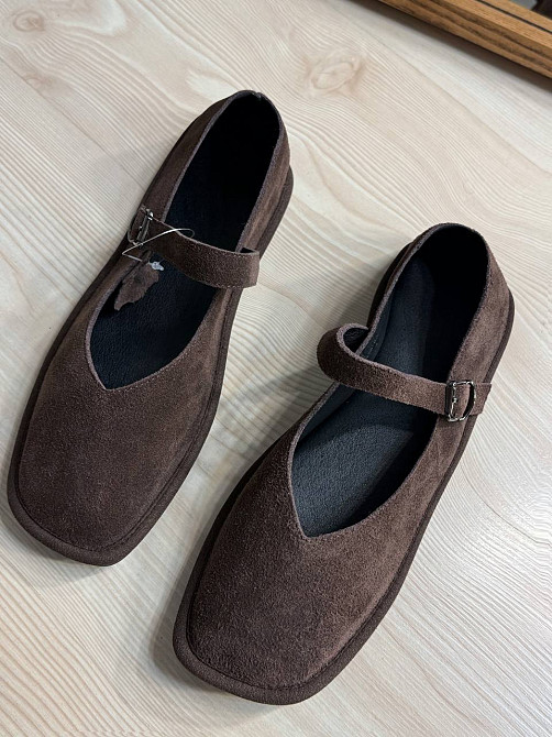 Балетки жіночі Meideli 0109-7 Mary Jane з ремінцем натуральна замша коричневі, 36, 23,5 см Київ - фото 5