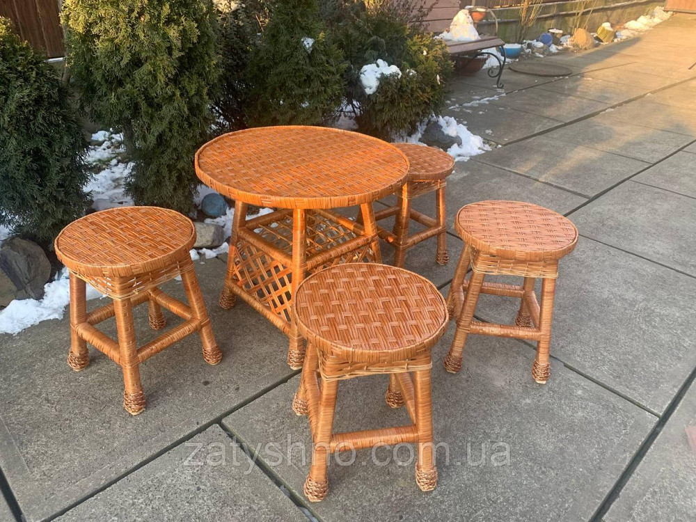 Мебель плетеная с 4 табуретками и круглым столом Киев - изображение 1