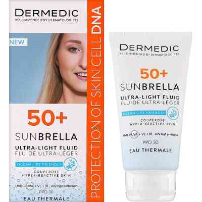 Засіб від засмаги Dermedic Sunbrella Ультралегкий захисний флюїд SPF 50+ Для судинної та гіперактивної шкіри 40 мл (5901643177584) Вінниця