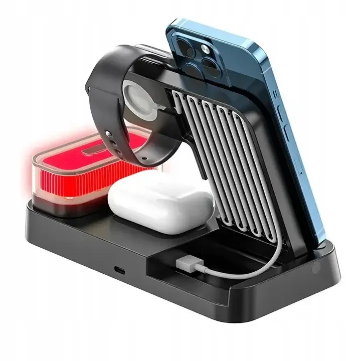 Настольная Стенд 4В1 Зарядка с электронными часами для 3 гаджетов І Apple, Samsung, Galaxy Watch Одеса - фото 5