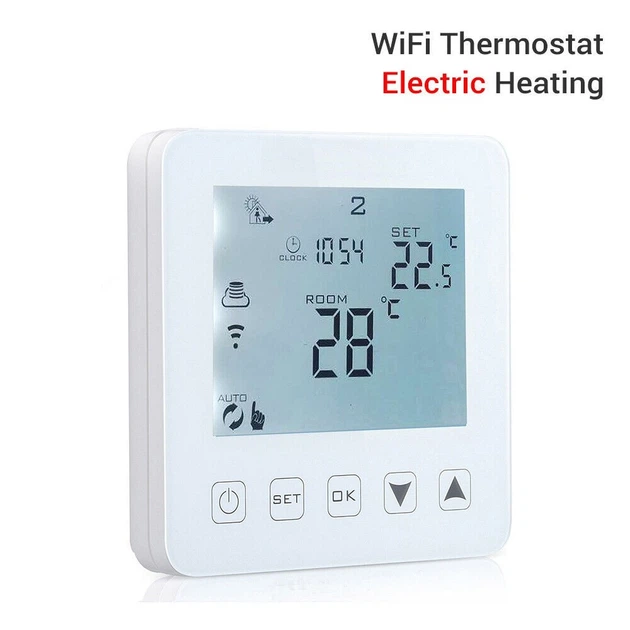 Цифровой программируемый термостат для теплого пола (16A), Wi-Fi Smart-управление, LCD сенсорный экран (Белый) Киев - изображение 3