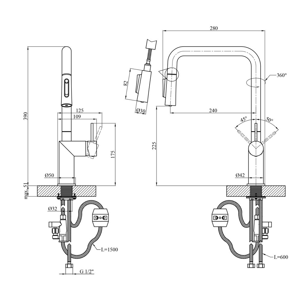 Змішувач для кухні Kroner Element 296569B-5301 Київ - фото 2