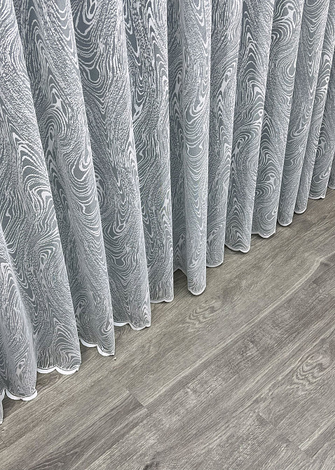 Тюль VR-Textil 1975т Жакард Сірий з білим 400х270 см (42-1001) Київ - фото 8