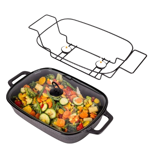 Марміт прямокутний 3,5л 49*26,5*12см скляна кришка + метал.підставка чорний 6429 KAMILLE Житомир - изображение 6