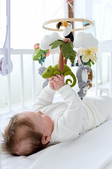 Дитячий музичний мобіль на ліжечко для немовлят WoollyFox Історія динозаврів"на 35 мелодій Київ - фото 5