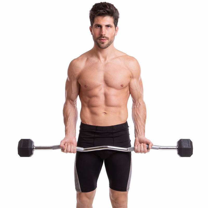 Штанга фіксована вигнута погумована Zelart 6231-15 довжина 95 см 15 кг Київ - фото 7