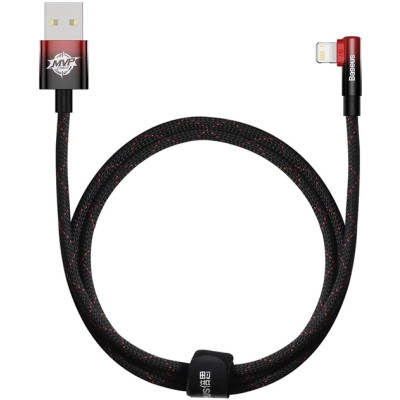 Дата кабель USB 2.0 AM to Lightning 1.0m 2.4A 90° corner black/red Baseus (CAVP000020) Вінниця - фото 2