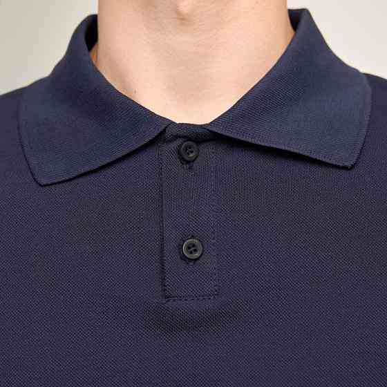 Темно-синє наві чоловіче класичне поло на ґудзиках Pobedov. Футболка поло Pobedov Royal синя Київ