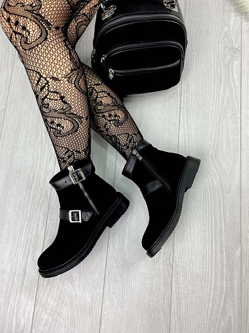 Без бренда Черевики жіночі D and V чорні натуральна замша з хутром висота 12см каблук 3см підош Коломыя - изображение 5