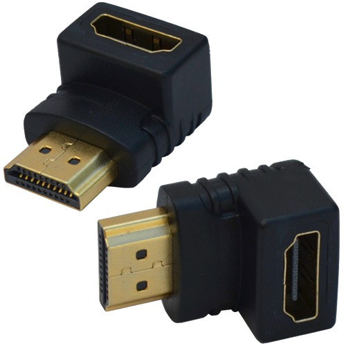 Переходник , штекер HDMI - гнездо HDMI, gold, угловой, пластик Полтава - изображение 1