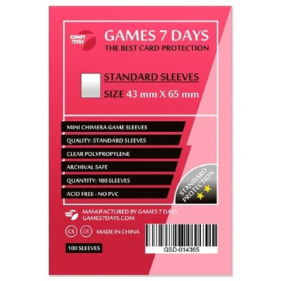 Протектор для карт Games7Days 43 х 65 мм, Mini Chimera, 100 шт (STANDART) (GSD-014365) Винница - изображение 1