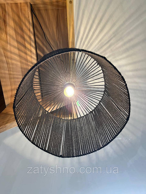 Абажур плетений круглий чорний Київ - фото 6