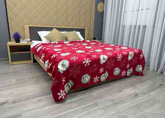 Плед-покривало Decorator WellSoft 150х210 см з різдвяним принтом Червоний (87-173) Київ