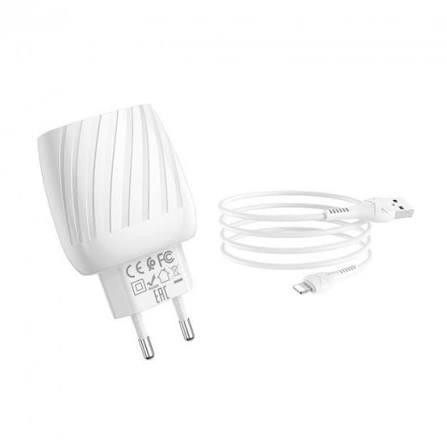 Мережевий зарядний пристрій Hoco C78A Max Energy 220V (10.5W, 5V/2.4A) на 2 USB-порти з кабелем USB - Type-C для Android / iPhone Одеса - фото 8