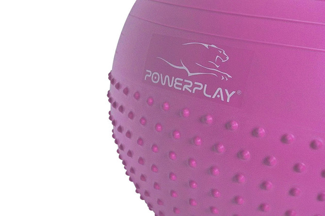М'яч для фітнесу (фітбол) напівмасажний PowerPlay 4003 Ø75 cm Gymball Бузковий + помпа Каменское - изображение 2