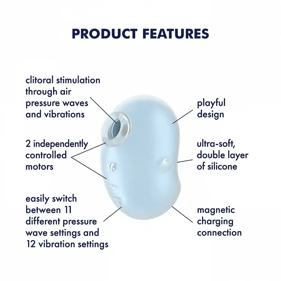 Вакуумний кліторальний стимулятор із вібрацією Satisfyer Cutie Ghost Blue Львів - фото 3