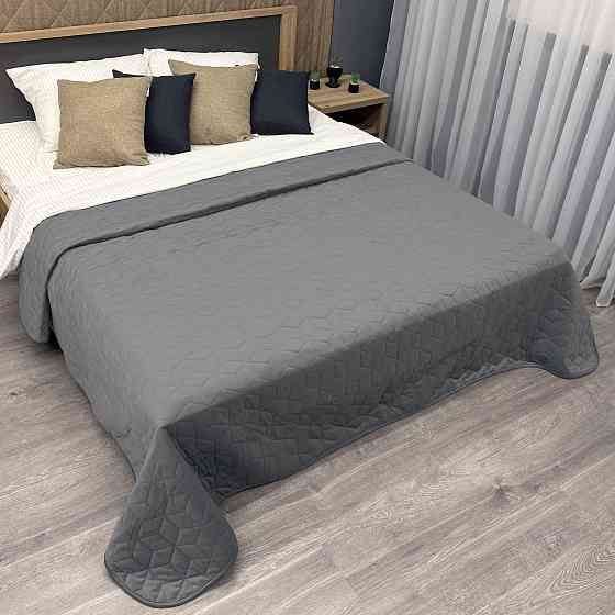 Покривало стьобане Decorator Велюр куб 220х240 см сірий (85-156) Київ