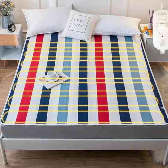 Электропростынь односпальная 140Вт, 150х170см, YASAM, Разноцветная полоска / Мягкая электропростыня с подогревом Киев