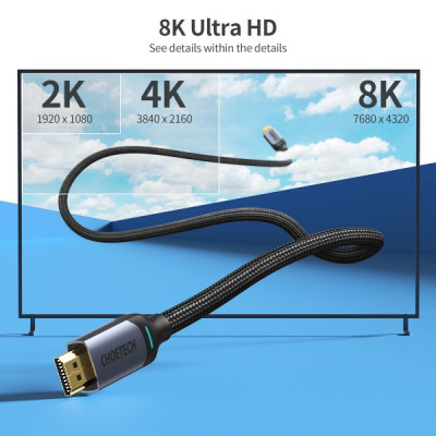 Кабель мультимедийный HDMI M to HDMI M 2.0m V2.1 8K60Hz HDR10 HLG Choetech (XHH01-BK) Винница - изображение 5