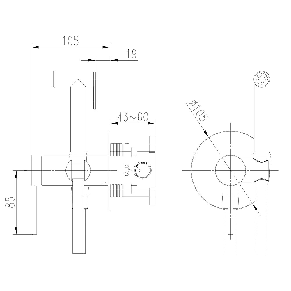 Змішувач гігієнічний TOPAZ LOFT TLF 32106-H39-C Тернополь - изображение 2