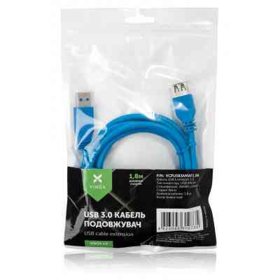 Дата кабель USB 3.0 AM/AF 1.8m Vinga (VCPUSB3AMAF1.8B) Винница