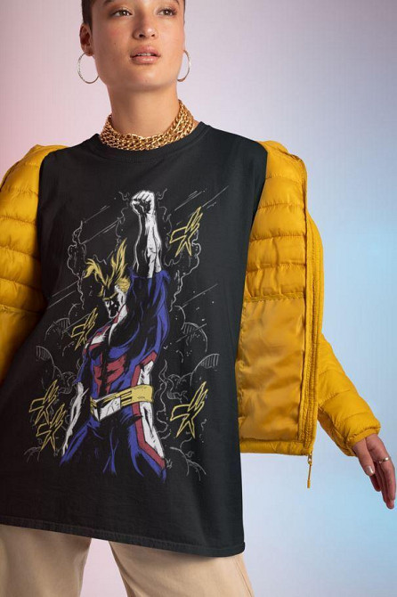 Футболка чоловіча з аніме принтом Моя геройська академія оверсайз (S/M/L) Чорний AnimeJ1195 Дніпро - фото 7