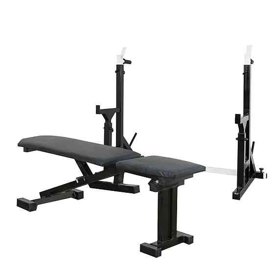 Скамья с отрицательным углом 40 на 40 мм + Стойки со страховкой 40 на 40 мм + брусья и штыри под блины Киев