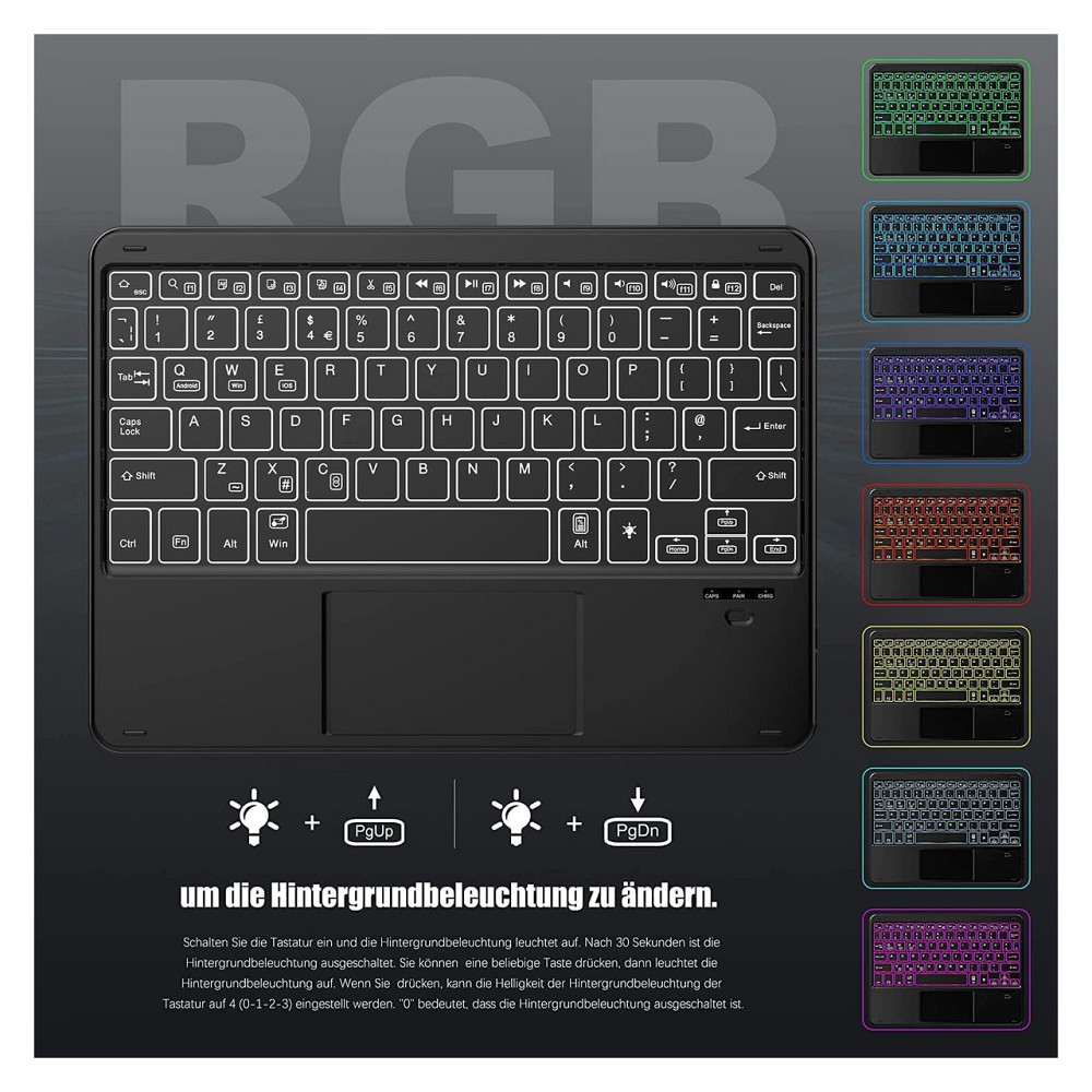 Клавіатурний чохол QWERTZ для iPad Pro 12.9 (2018/2020/2021/2022) чорний з трекпадом і тримачем для Apple Pencil Київ - фото 8