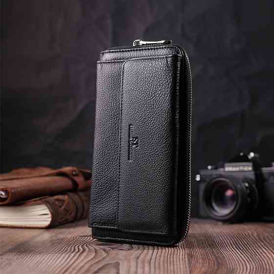 Функциональный кошелек-клатч унисекс из натуральной кожи ST Leather 22529 Черный Киев