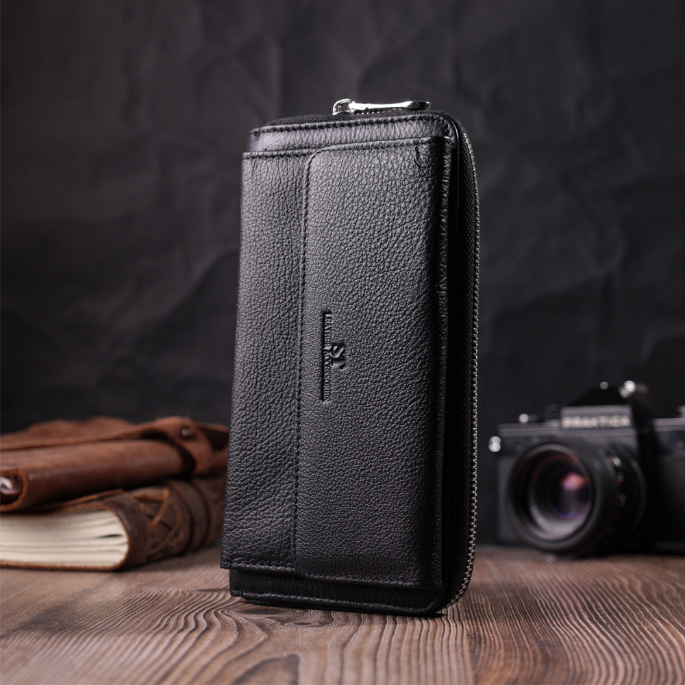 Функциональный кошелек-клатч унисекс из натуральной кожи ST Leather 22529 Черный Киев - изображение 3