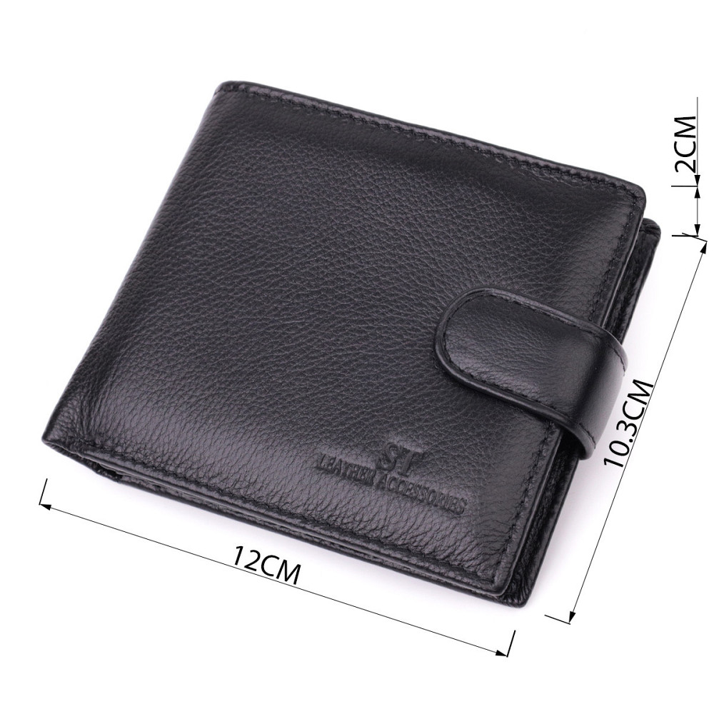 Отменный горизонтальный бумажник для мужчин из натуральной кожи ST Leather 22465 Черный Киев - изображение 7
