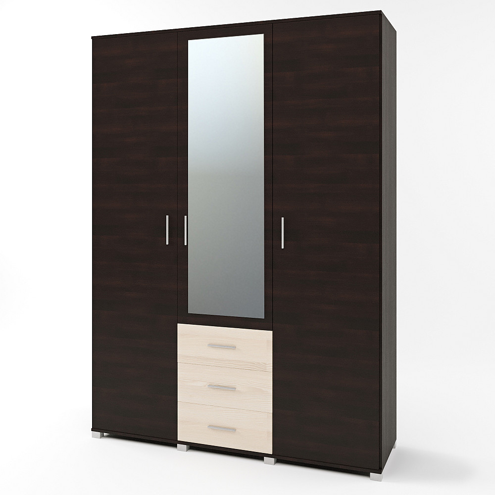 Шафа розпашна велика з дзеркалом Еверест Бриз ШП-5 венге + дуб молочний (DTM-2482) Львів - фото 1