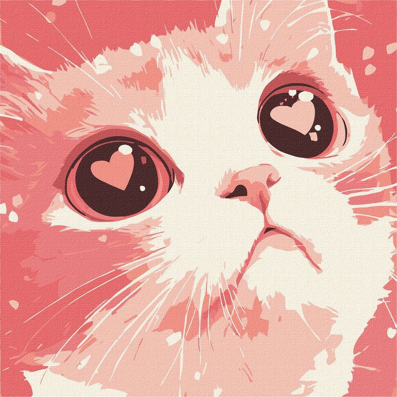 Картина за номерами "Закоханий кіт" ©art_selena_ua KHO6864, 30х30 см Вінниця - фото 1