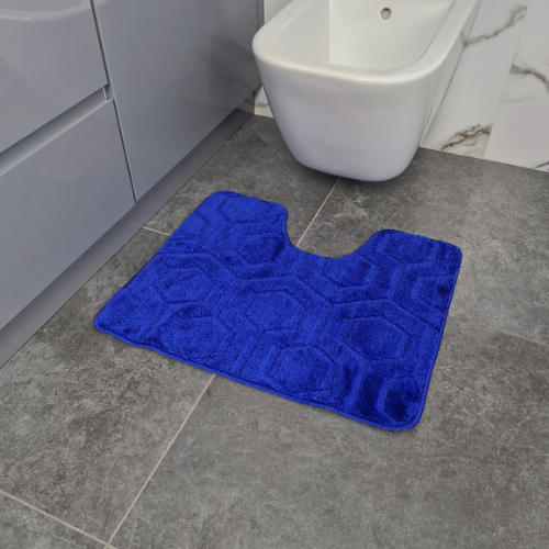 Набір килимків для ванної 2шт 60*100см+50*60см U-виріз Соти Standard синій поліпропілен Дариана Житомир - фото 5