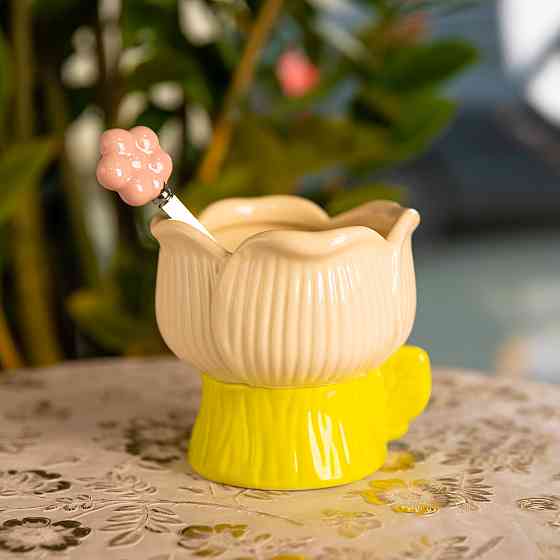 Креманка фарфоровая з ложкою у формі квітки 300 мл Київ