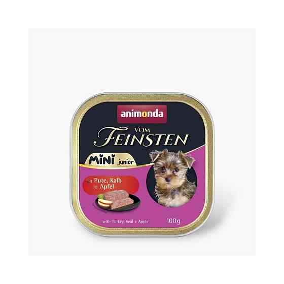 Корм влажный Animonda Vom Feinsten Mini Junior для щенков мелких пород с индейкой, телятиной и яблоком 100 г Киев