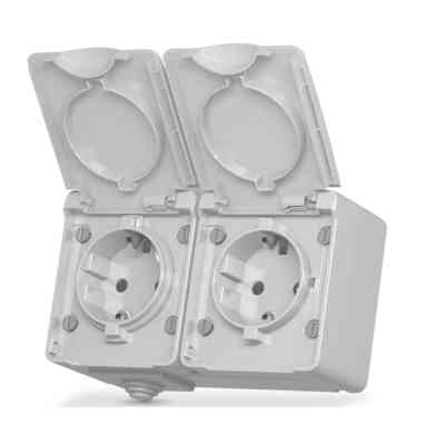 Розетка Videx BINERA IP65 зовнішня 2ая із заземленням сіра (VF-BNW22G-G) Вінниця